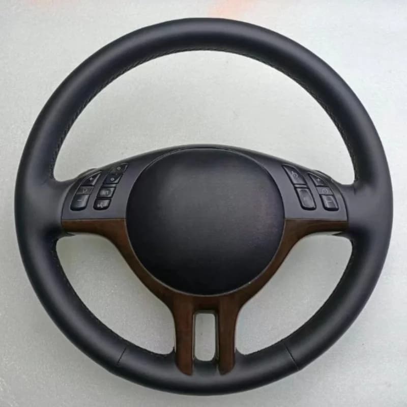 Nero In Pelle Pieno Senza Fori Coprivolante Per Auto FAI DA TE In Pelle Microfibra Per BMW E39 E46 325i E53 X5 Accessori Auto