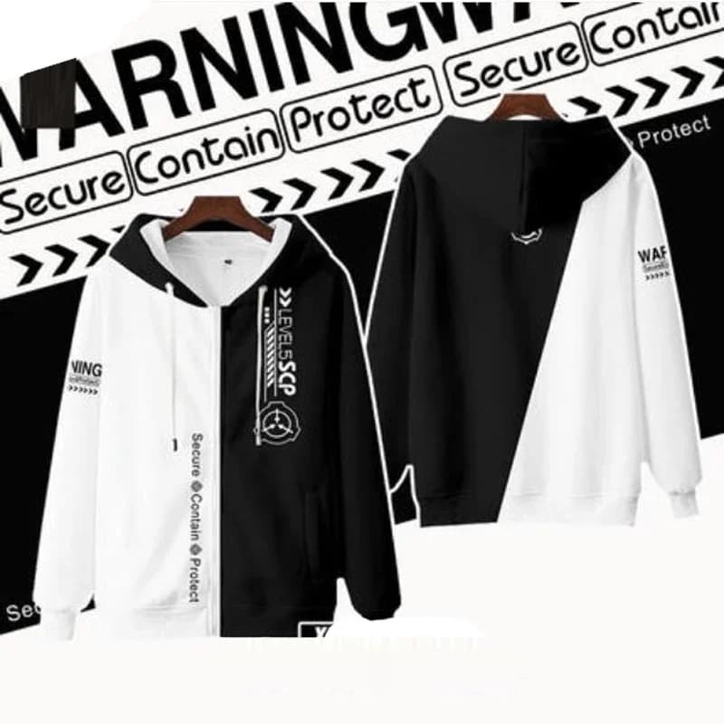 SCP Secure Contain Protect Procedure speciali di contenimento Fondotinta Giacca cosplay Felpa con cappuccio a maniche lunghe Felpa con cerniera