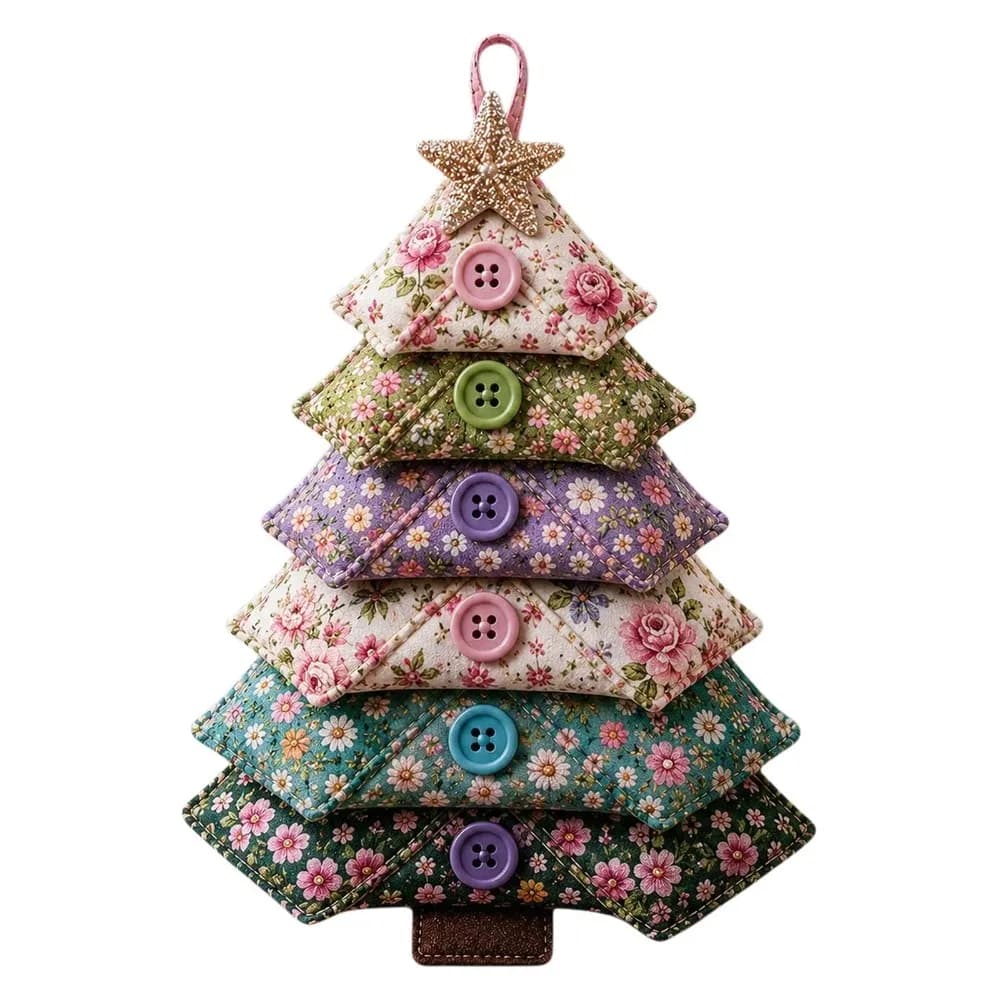 Handmade DIY Quilted Christmas Tree Kit Vintage Print Soft Fabric Halloween Quilted Fabric Tree Kit Hand Sewing
