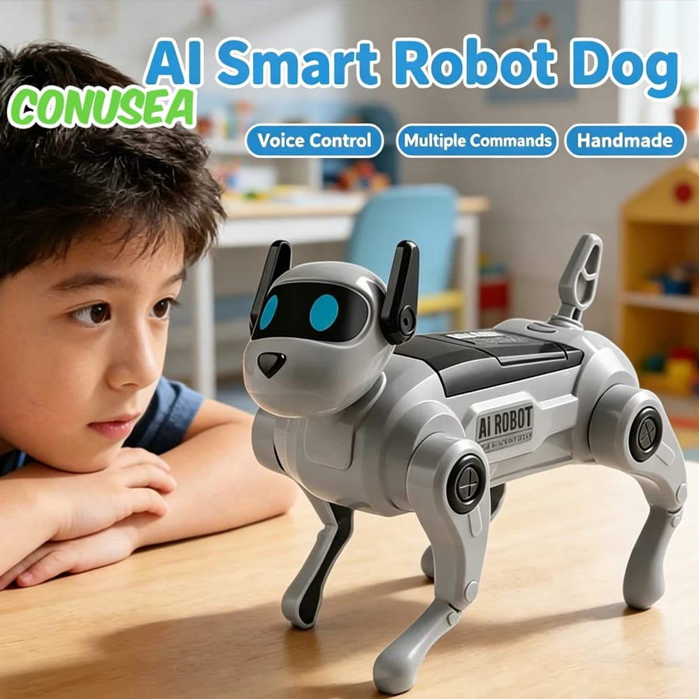 Giocattoli Elettronici per Bambini, Robot AI a Forma di Cane Intelligente Parlante, Controllato Vocalmente, Giocattoli Educativi DIY per Bambini