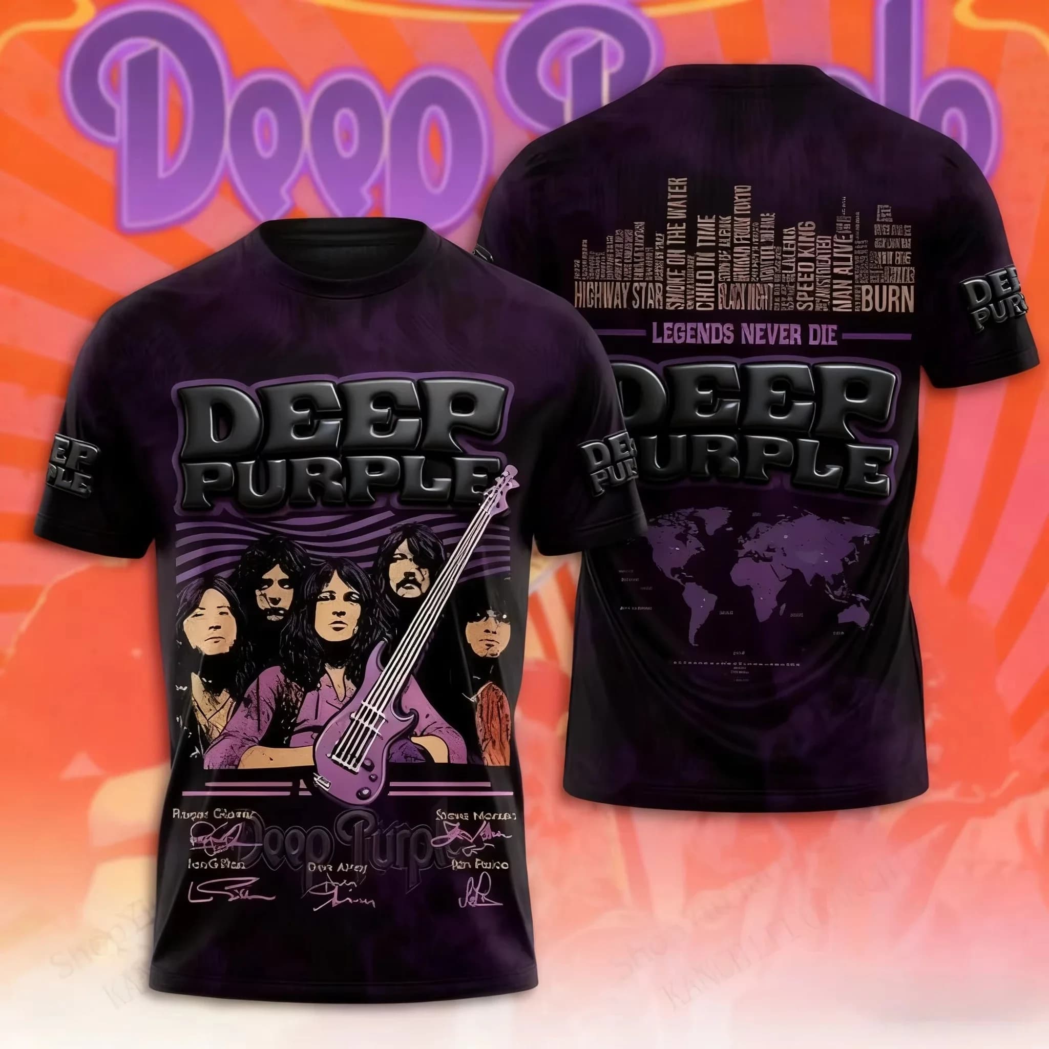T-shirt con Stampa 3D della Band Rock Deep Purple, Moda Oversize per Uomo e Donna, Maglietta a Maniche Corte per Bambini, Top Hip Hop, T-shirt da Uomo