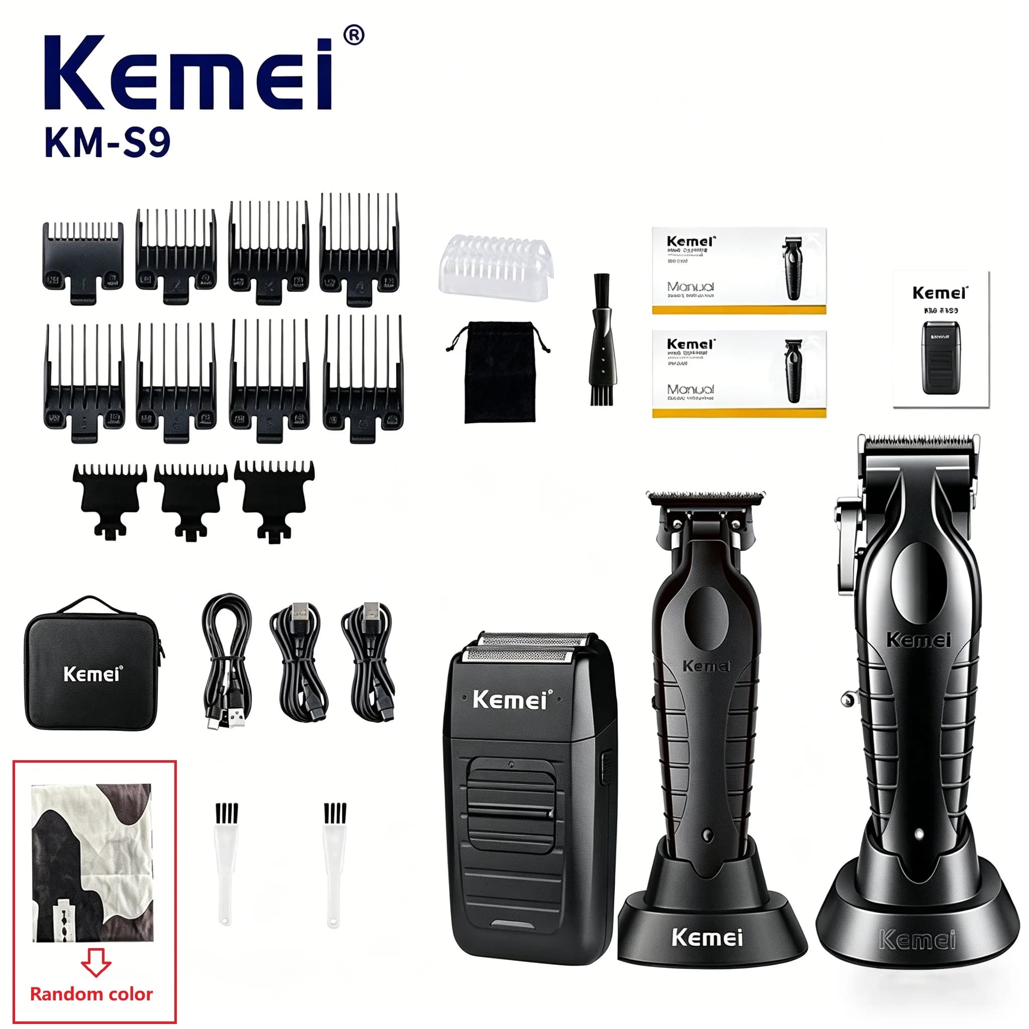 Kit Tagliacapelli Elettrico Kemei KM-2296 KM-2299 KM-1102, Macchina Professionale per Taglio Capelli da Uomo