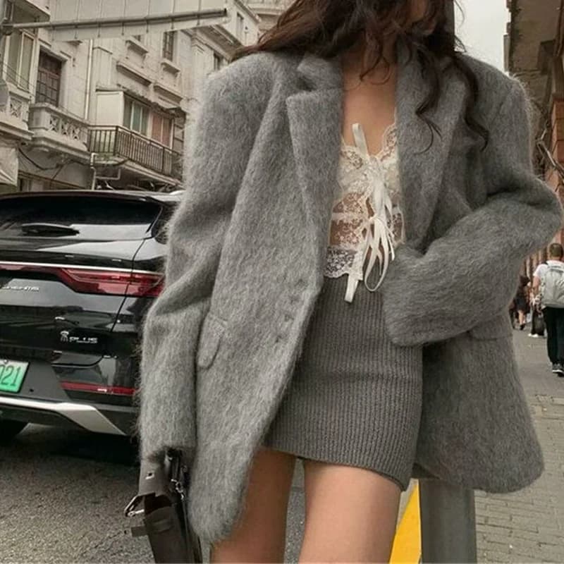 2026 Cappotto blazer invernale da donna Colletto rovesciato Cappotto caldo Colletto rovesciato Design alla moda Blazer Feminino Top Abbigliamento