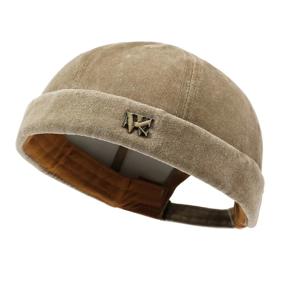 Fashion Breathable Beanies Hats Adjustable Washed Old Melon Cap Brimless Solid Color Brimless Hats Men