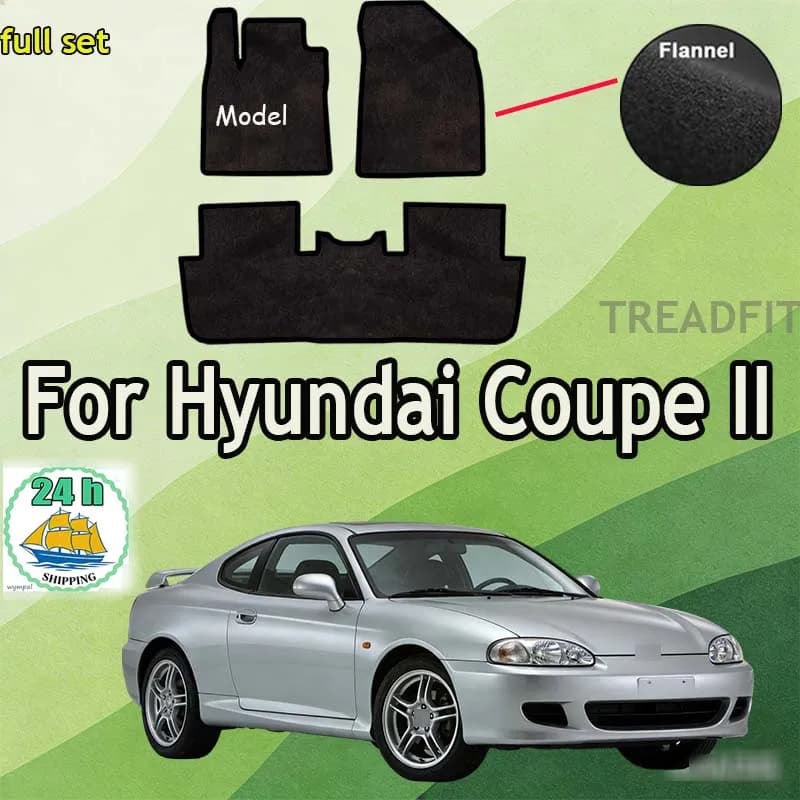 Set di tappetini in flanella e velluto per Hyundai Coupe II GK Coupe (2001-2008) - Nero