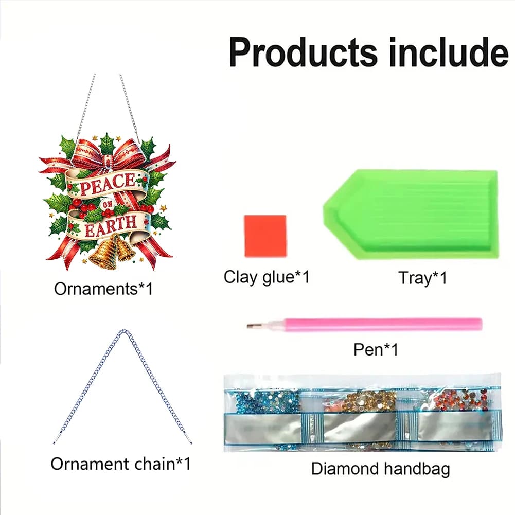 Tema dell'anello di Natale 2D piatto fai da te appeso kit artistici con diamanti decorazioni da parete artigianali
