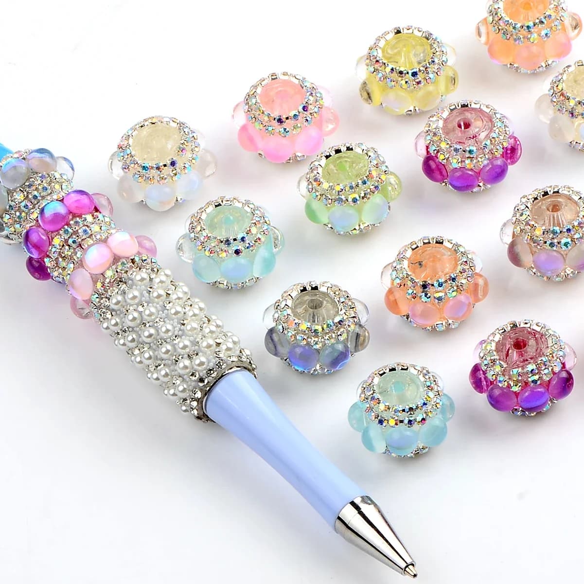 5pcs Hand Paint Creative Water Drop Round Acrylic Beads for Jewelry Make Charm DIY Bracelet Necklace Accessory Loose Spaced Bead