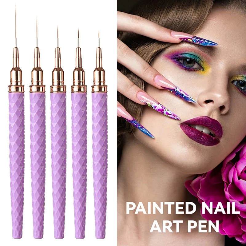 5 pezzi Set di pennelli per nail art Kit di pennelli per unghie in gel UV Linea a strisce francesi Pittura Disegno Penna per fiori Strumento per manicure professionale
