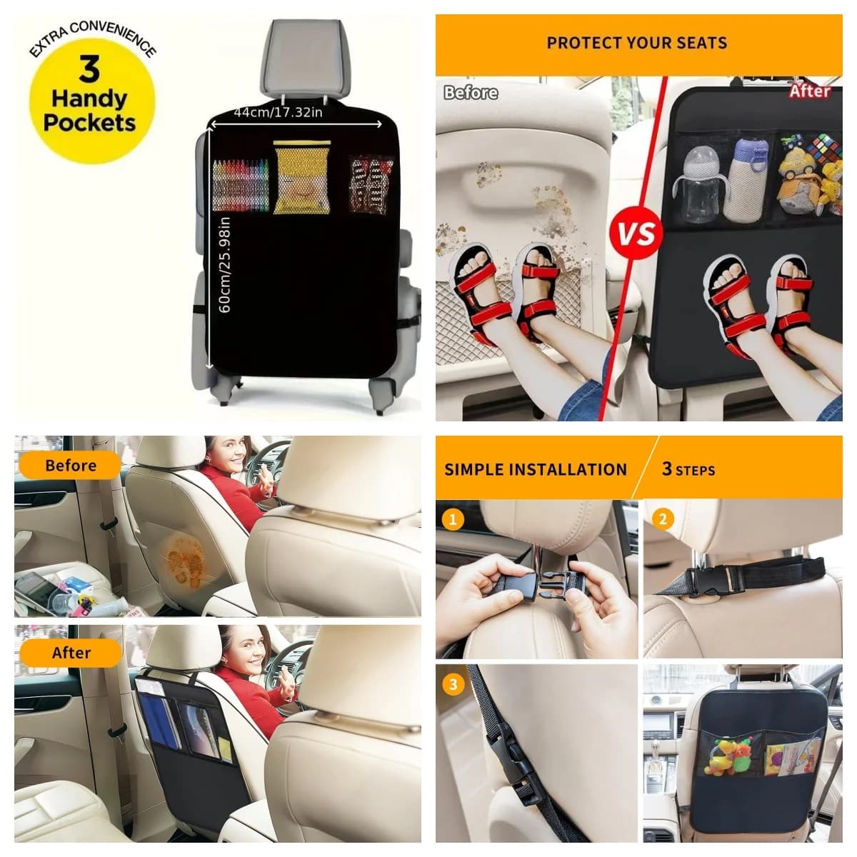 Universal protection for car backrest, anti-shock carpet, waterproof, anti-fango and dirty, anti-scratch cover for children and dogs, car interior accessory
