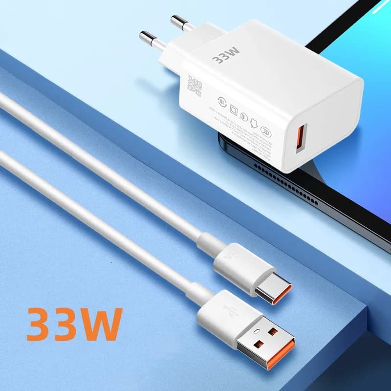 Adattatore di alimentazione per telefono cellulare a ricarica rapida per caricabatterie USB tipo C da 33 W per Samsung Huawei Xiaomi iPhone Caricatore rapido da parete con spina UE/USA