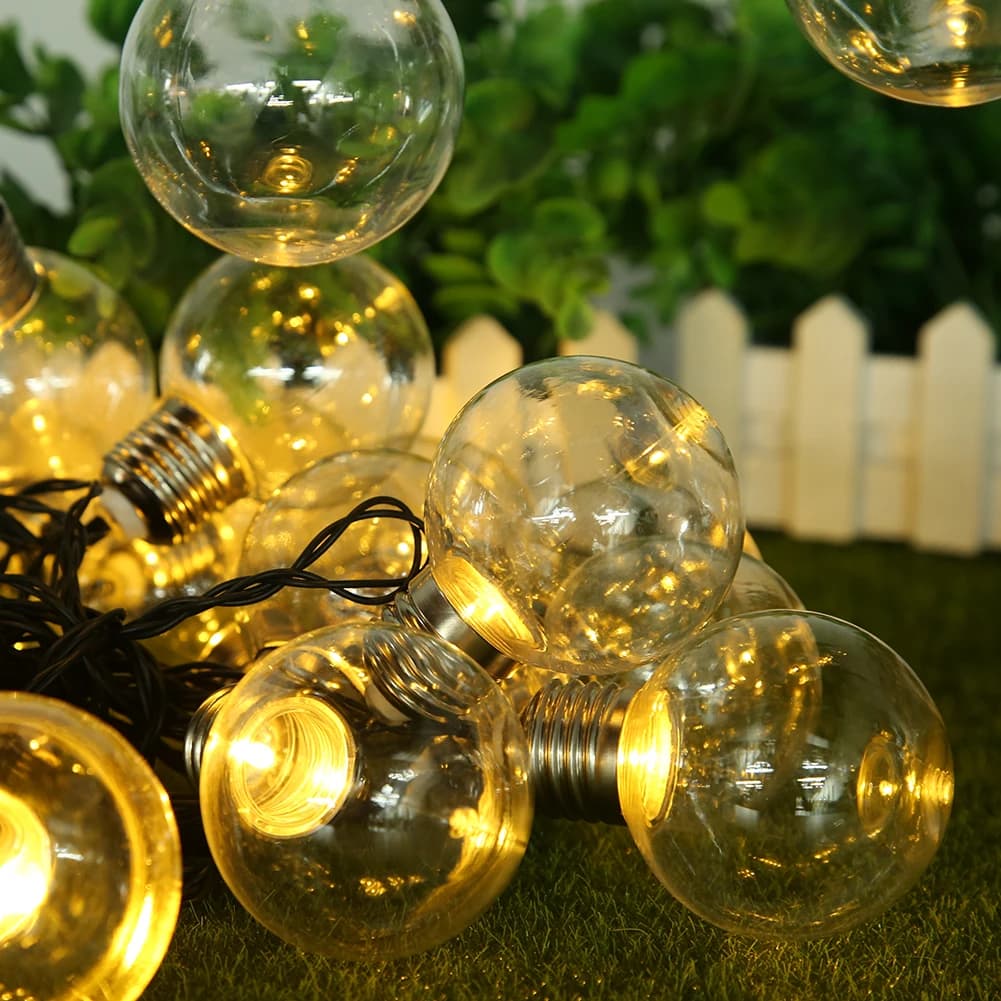 Catena a corda con luce a sfera solare 8m 30 LED Ghirlande automatiche per esterni Lampada da fata per ricarica da giardino? Paesaggio recinto