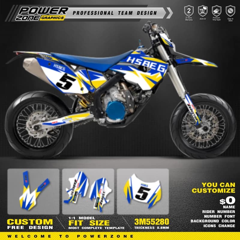 PowerZone Set Completo Moto Grafica Sfondi Decalcomanie Adesivi Per HUSABERG 2009-2012 FE390 450 570-TE250 300 -FX450-FS570