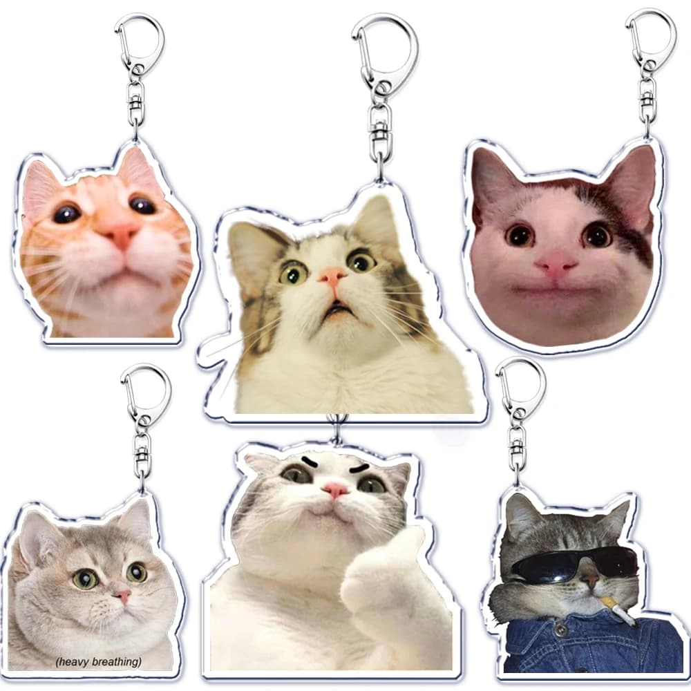 Simpatico e divertente pane gatto divertente meme portachiavi portachiavi anello per accessori borsa ciondolo portachiavi gioielli fan regali d'amore