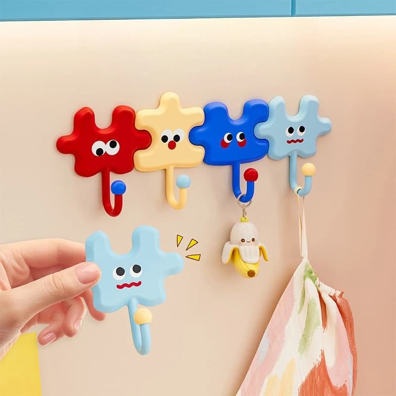 Simpatico gancio a ventosa con puzzle dopamina per porta del bagno, asciugamano, cucina, appendiabiti da parete