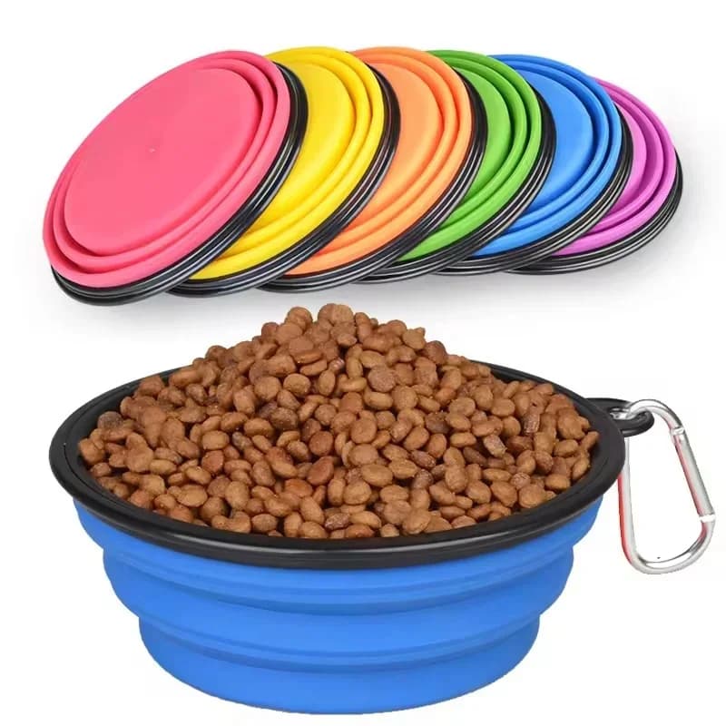 1/2pcs Collapsible Dog Pet Folding Silicone Bowl Outdoor Travel Portable Puppy Food Container Feeder Dish Bowl Pet supplies