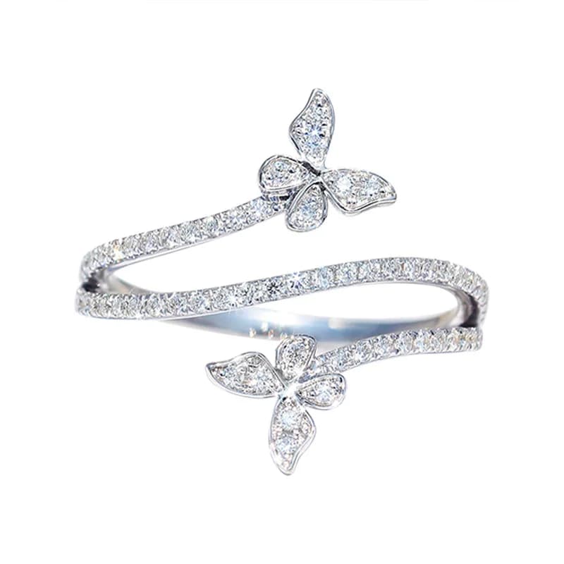 Huitan Squisiti Anelli a Farfalla per Le Donne di Lusso Intarsiato Bling Bling Cubic Zirconia Temperamento Accessorio Femminile Gioielli di Moda