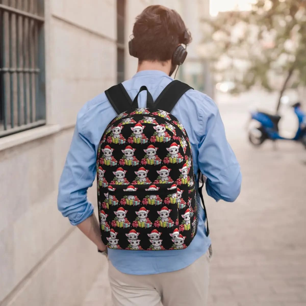 Zaino natalizio per gattini, borsa per libri per studenti, borsa per la scuola per bambini, borse a tracolla per laptop per uomini e donne