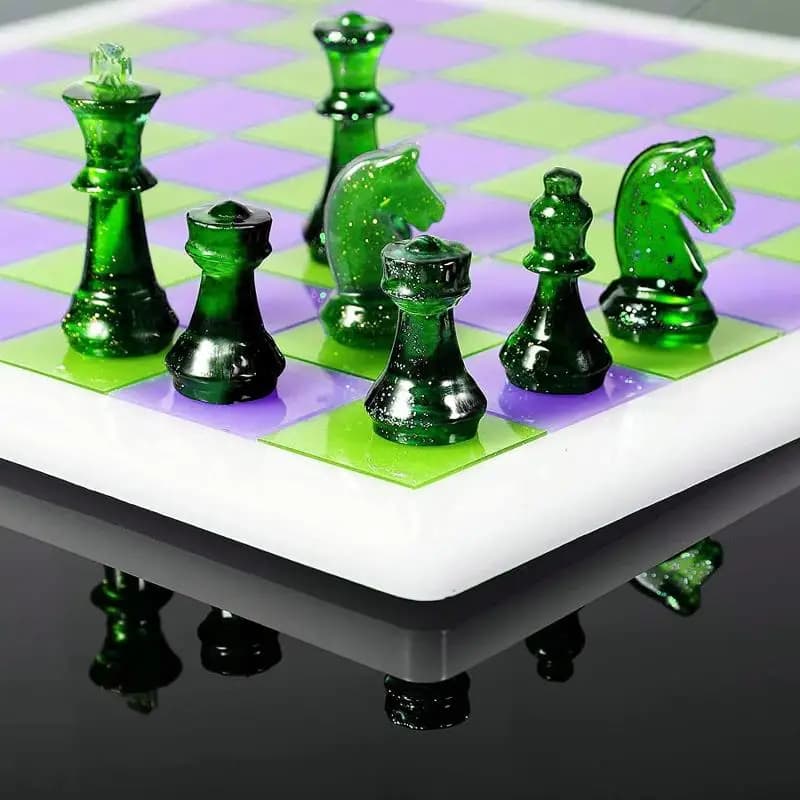 New! Resin Chess Set Mold With Chess Board Silicone Resin Molds 3D Silicone Chess Resin Mold For DIY Crafts Making Birthday Gift