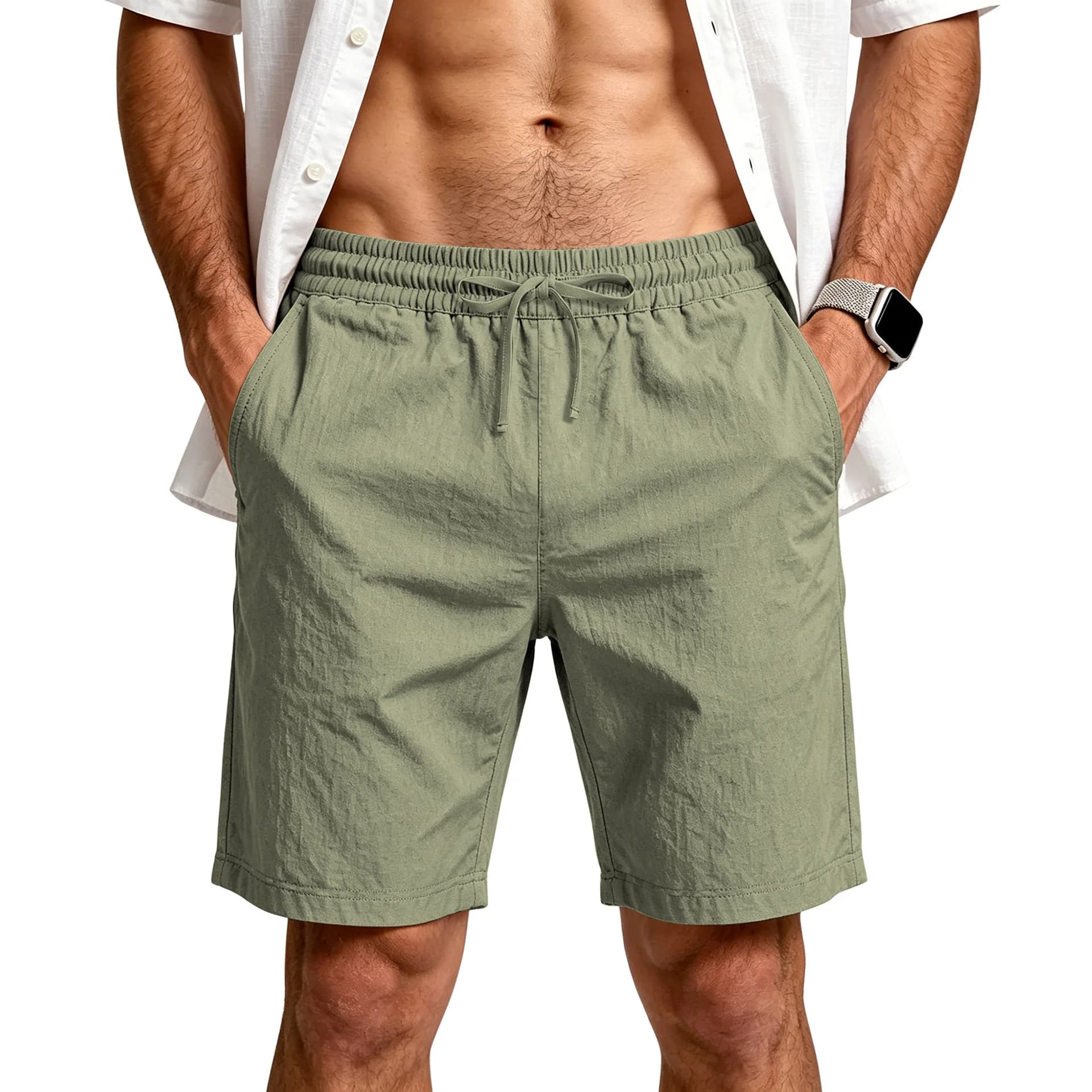 2026 summer casual sports flax comfort men's Training Shorts Men Fitness Cycling Breathable Beach shorts men quick-dry Shorts