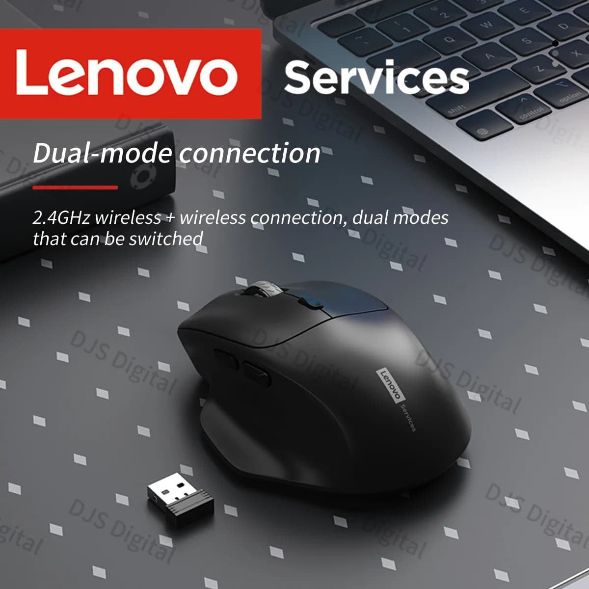 Mouse Wireless Ergonomico Portatile Lenovo Ricaricabile Dual-Mode Bluetooth/2.4G Lunga Durata della Batteria Impugnatura Confortevole per Ufficio e Gaming