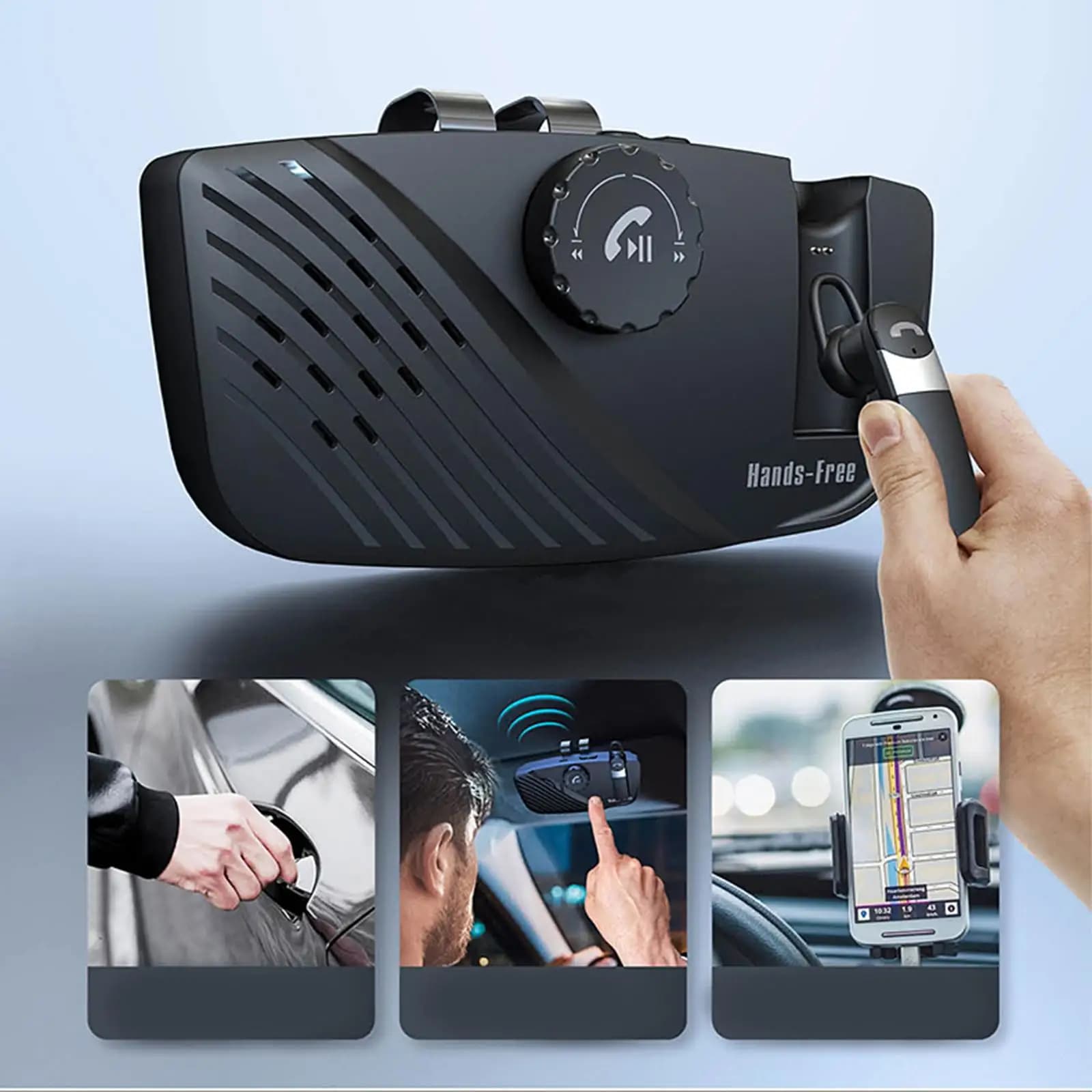 Altoparlante Bluetooth per auto con clip per visiera, altoparlante portatile 5.0 per Siri