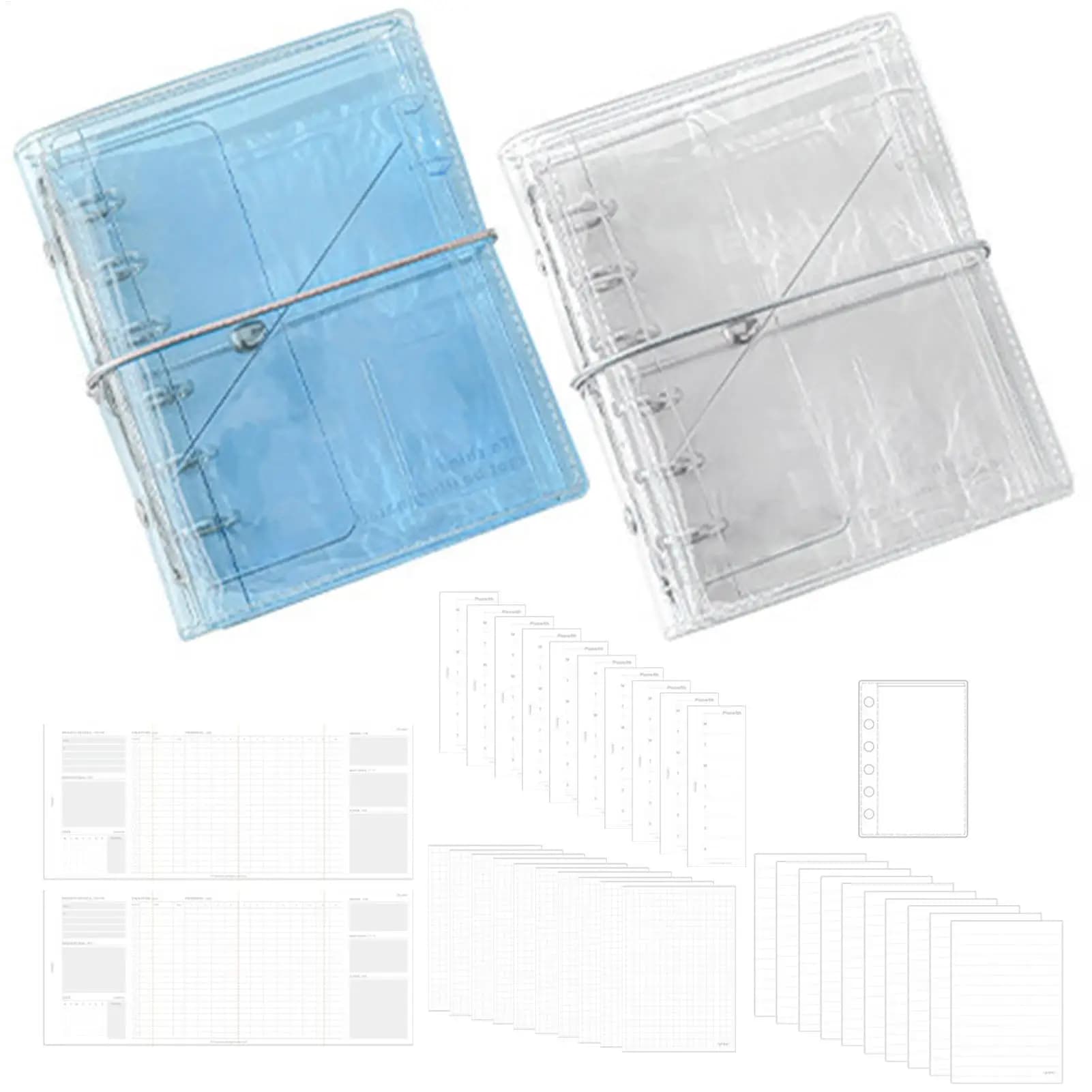 Refillable Notebook Binder A7 Multi-Pocket Detachable Pages Aesthetic Small Notebook Planner for Kids Adults School Classroom