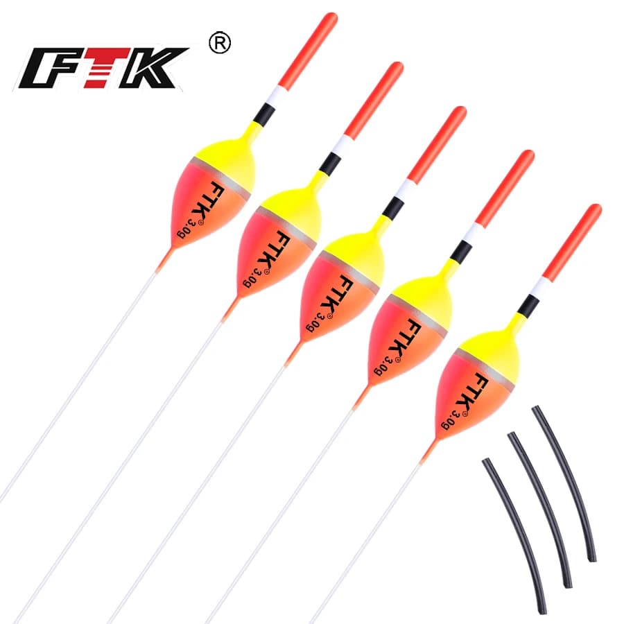 FTK 5pcs/lot Fishing Float Set Vertical Buoy 1g-4g Buoyancy Barguzinsky Fir Material Carp Trout Bobber Tackle Fishing Lure