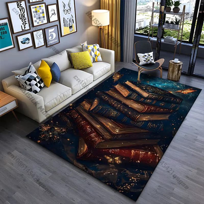 Books about magic, cosmic marvel carpet, yoga carpet, living room decorations, baby cat mat, tirbino, carpet, game mat