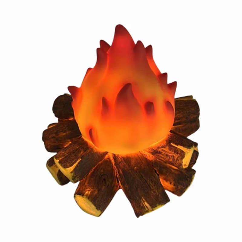 Lampada per camino senza fiamma Luce 3D Legno Realistico Fuoco LED Carbone di legna Simulazione di fiamma Lampade notturne in legno per la decorazione del festival domestico