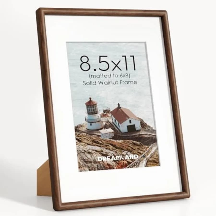 Cornice per Foto in Legno Naturale Massiccio, con Angoli Arrotondati e Plexiglass, per Esporre Foto con o Senza Passepartout, Tableto