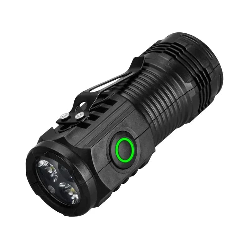 Mini torcia portatile a LED 3LED, luce ultra potente, batteria ricaricabile USB integrata con clip per penna