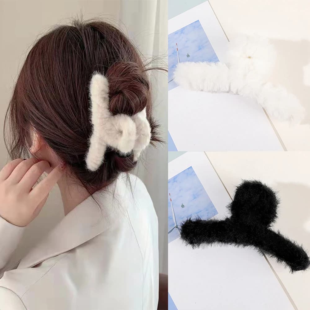 Artiglio per capelli in peluche invernale Eleganti forcine in acrilico Fermaglio per capelli in pelliccia sintetica Barrette Copricapo a granchio per accessori per capelli da donna