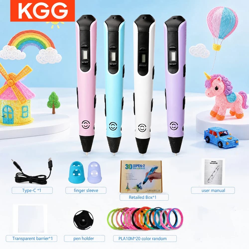 3D Printing Drawing Pen with LCD Display 0.7mm Nozzle 1.75mm PLA Filament Kids DIY Educational Craft Christmas Birthday Gift
