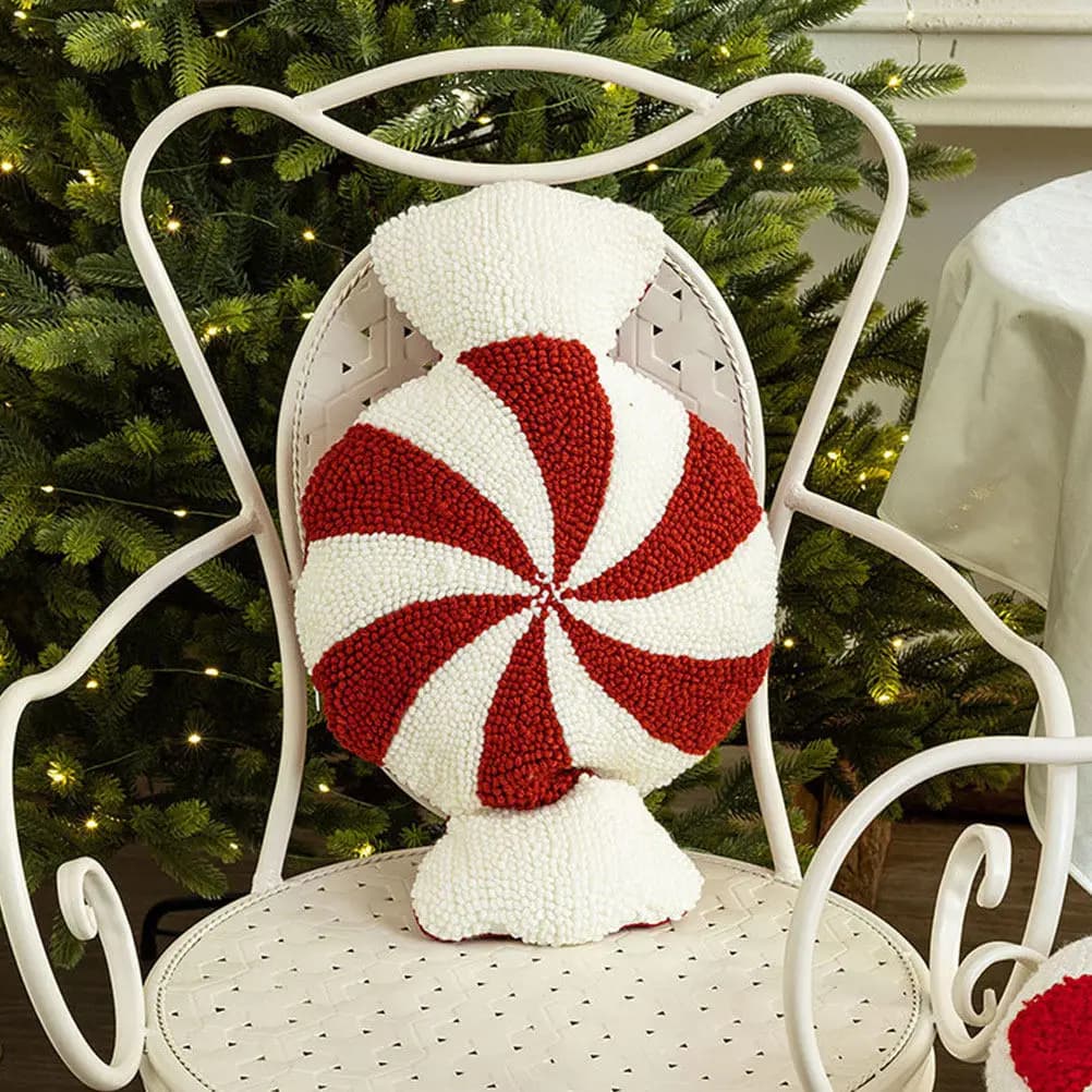 Christmas Candy Pillow Adorable 3D Candy Shape Decorative Throw Pillow for Sofa Bedroom Holiday Home Decor Ultrasoft Cuddly