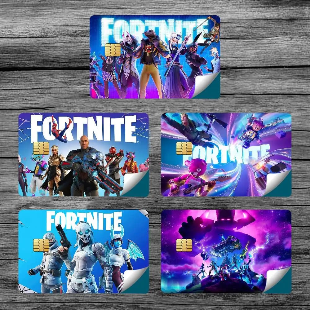 Adesivi per carte di credito e pass autobus Fortnite, decorazioni impermeabili, 4 pezzi
