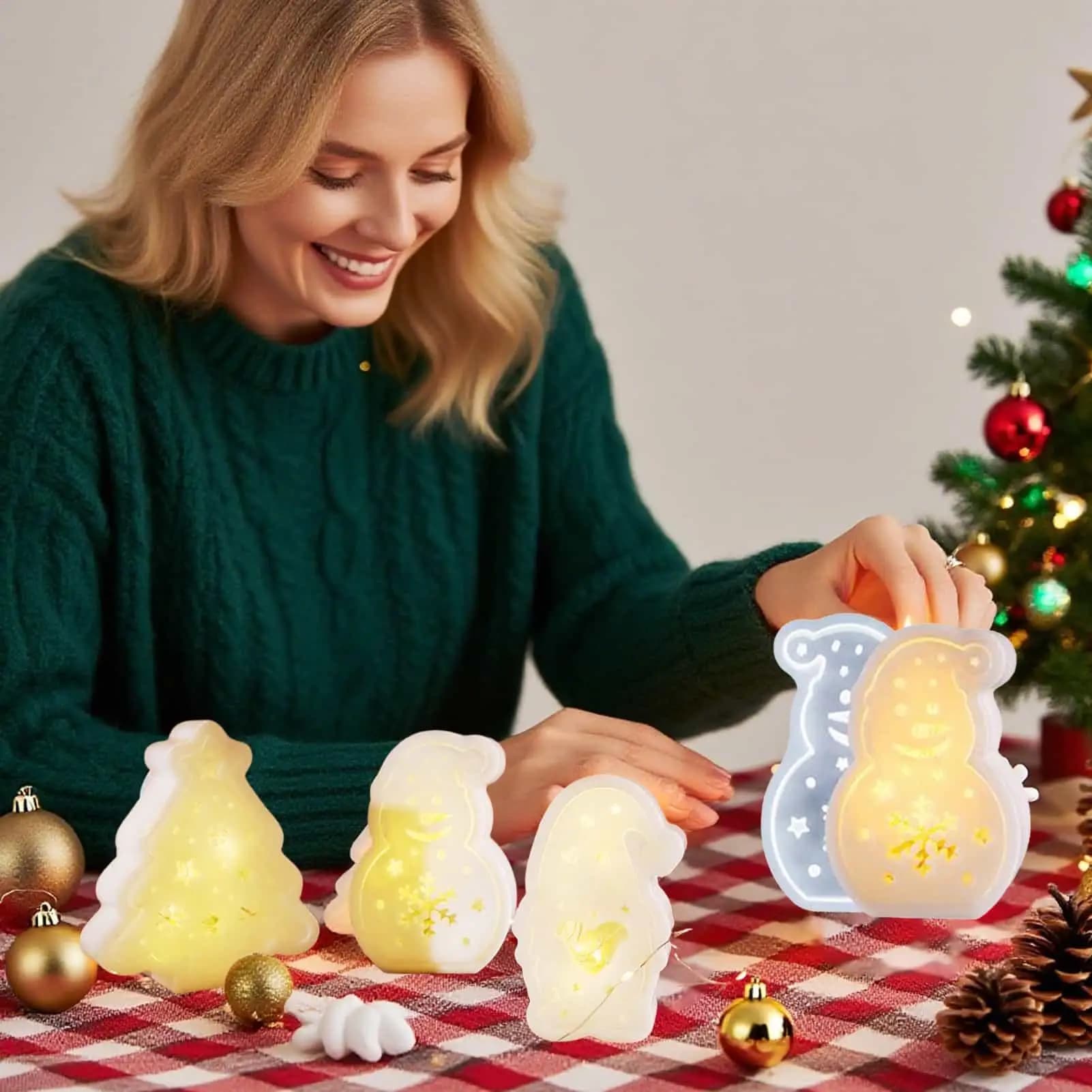 Holiday Silicone Molds 3D Epoxy Resin Casting Molds Set Concrete Mould Art Craft For Dinner Centerpiece Wedding Table Home Party