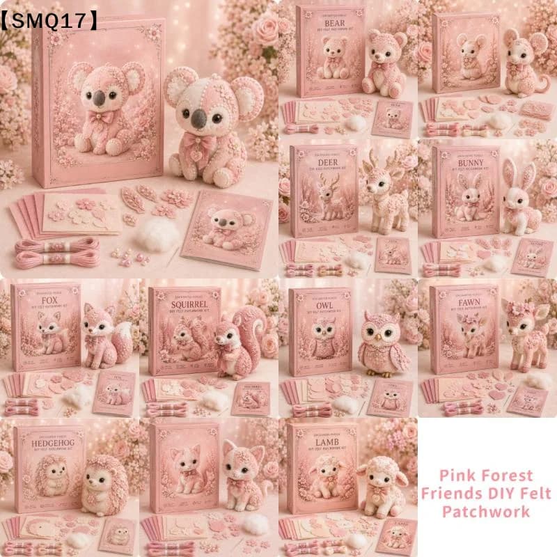 Pink Forest Friends DIY Patchwork Collection, All-Inclusive Sewing Kit To Make Cute Woodland Animals Household Decor Gift【SMQ】
