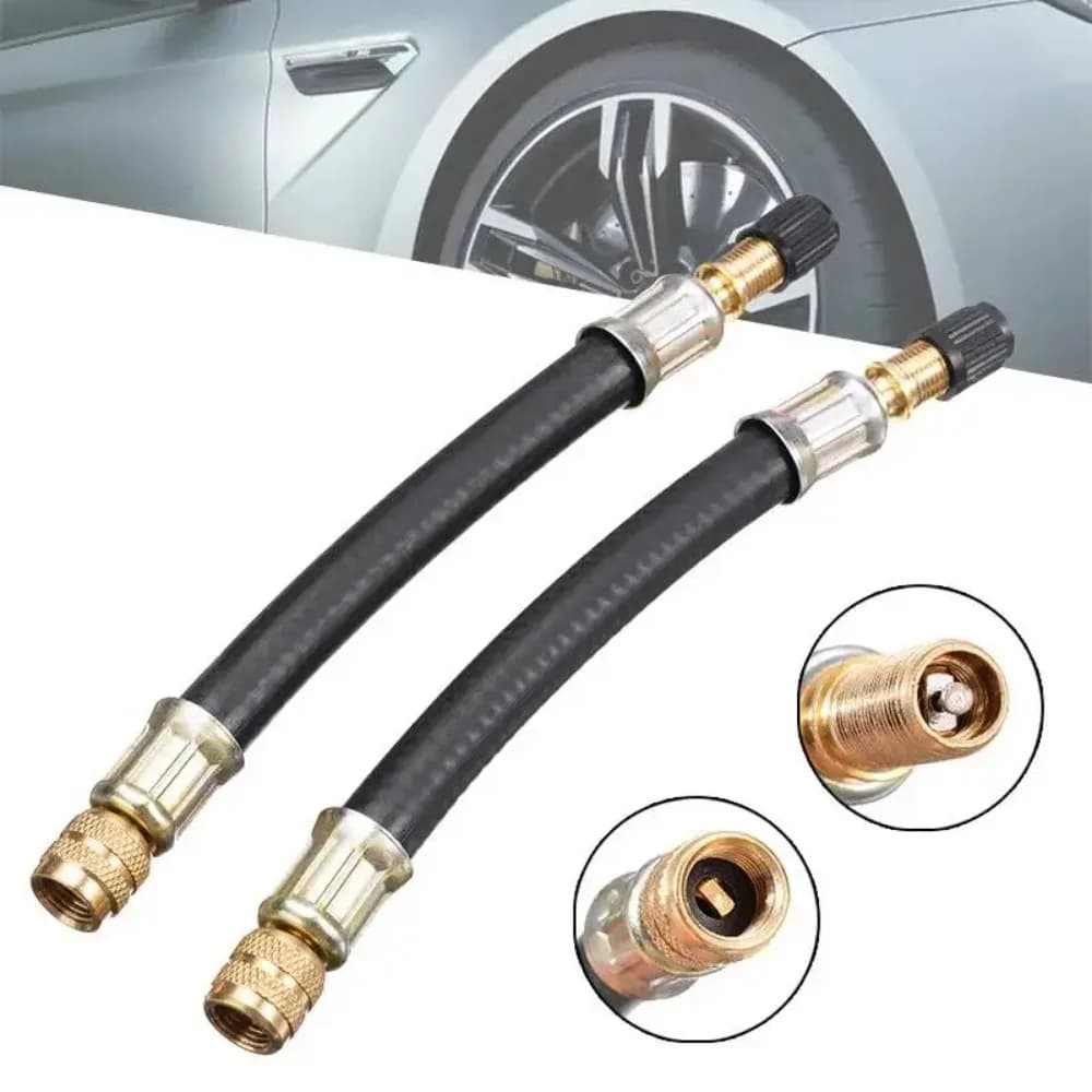 1pc Flexible Rubber Tyre Valve Extension 210mm Twin Wheel Lorry Van Bus Adapter Car Tire Valve Extender Bike Accessories