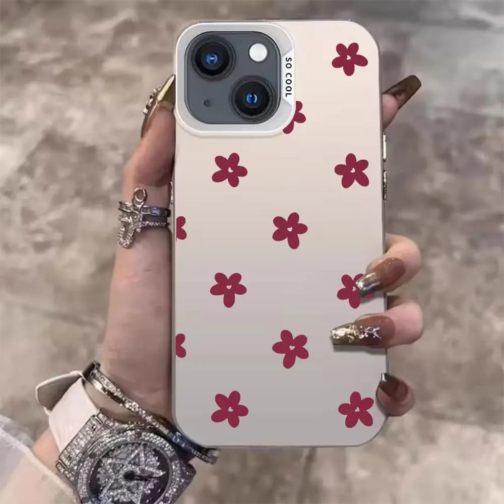 Cover per iPhone con motivo floreale a cuore per iPhone 17 16 15 14 13 12 11 Pro Xs Max Mini 8 7 Plus 16e 17e Air X XR