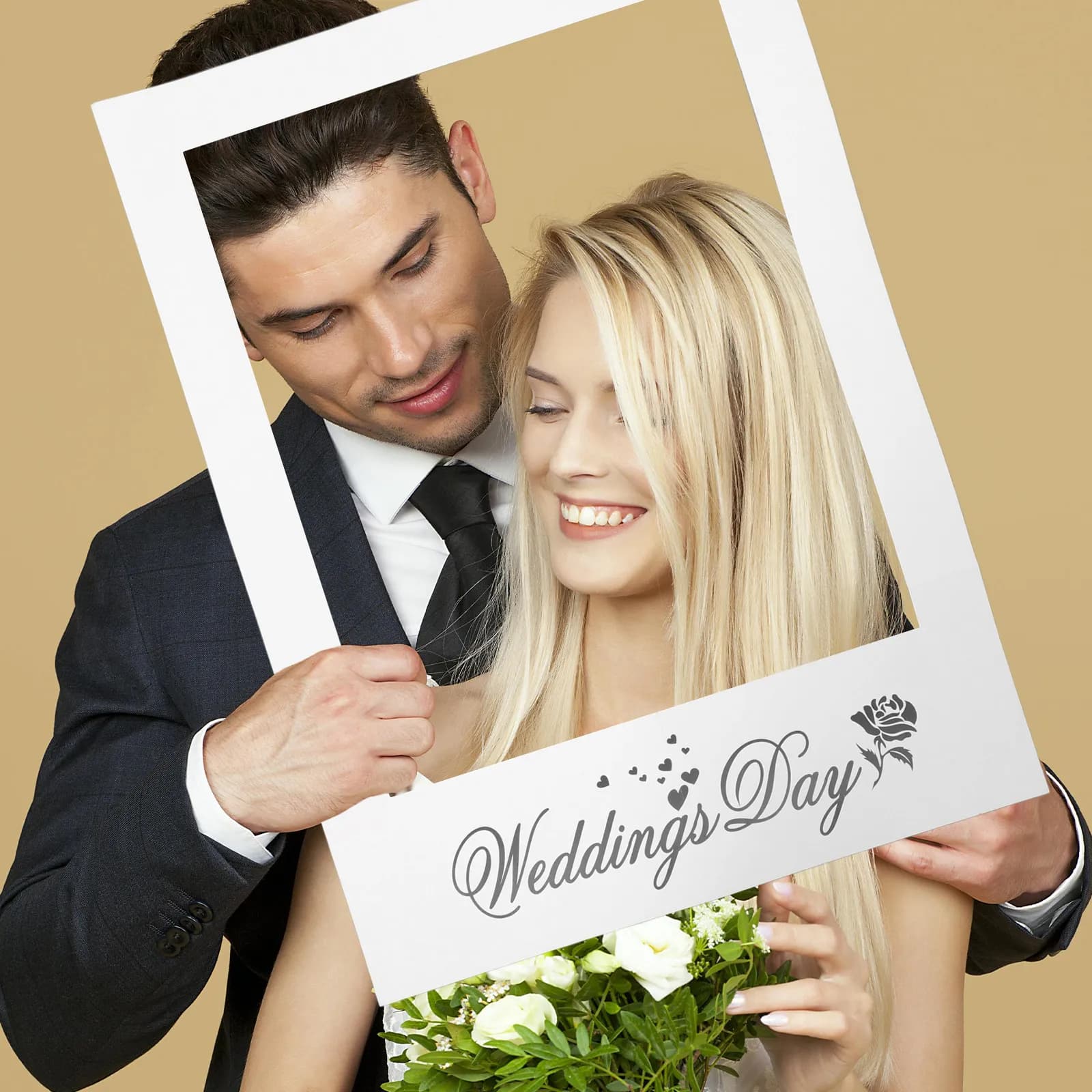 Simple Fashion White Paper Photo Prop Frame Wedding Day Creative Photo Booth Accessory for Party Costume Ball Picture Frame Prop