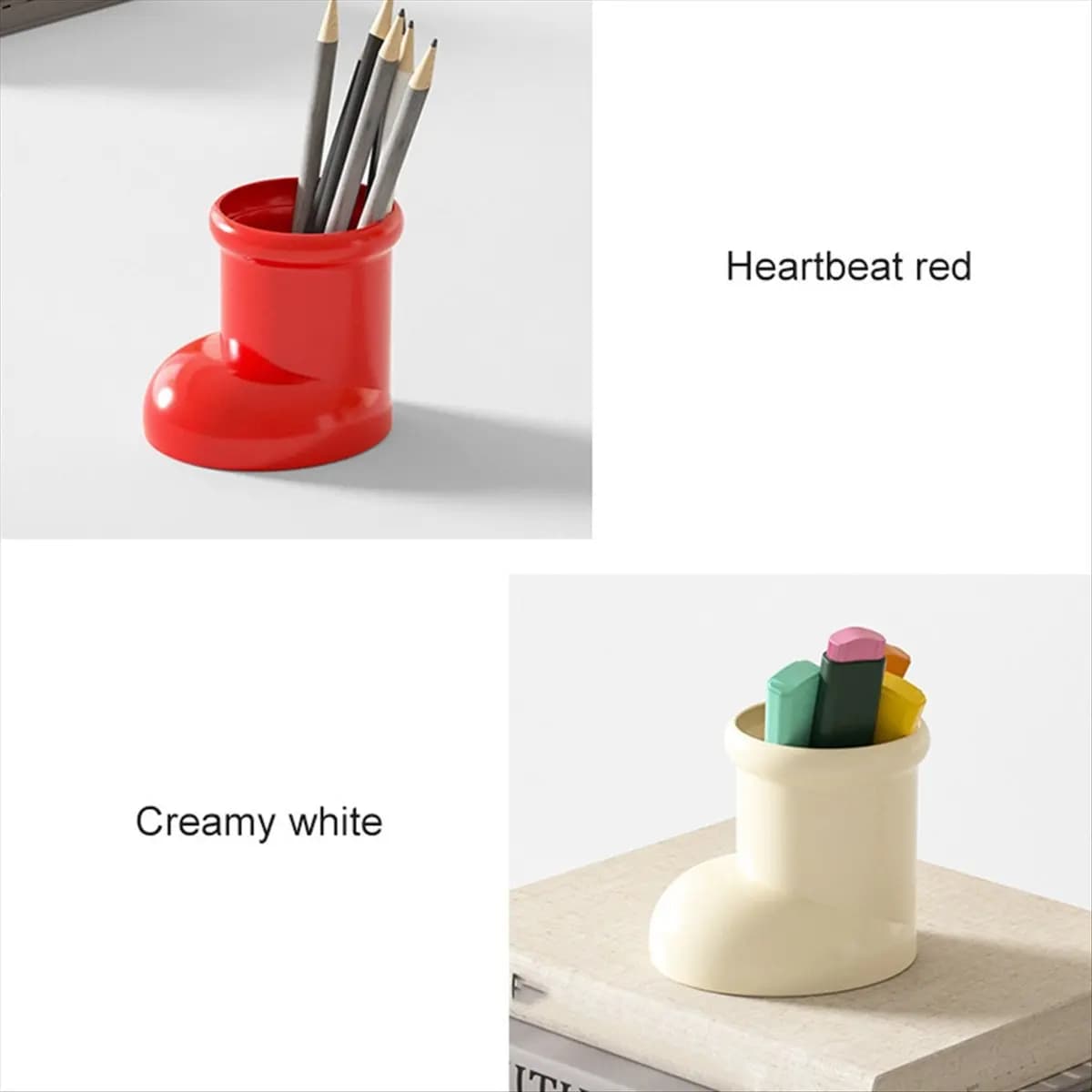 Portapenne a Forma di Scarpa AT33, Contenitore per Oggetti, Regalo, Porta Pennelli da Trucco, Accessori da Scrivania, Rosso