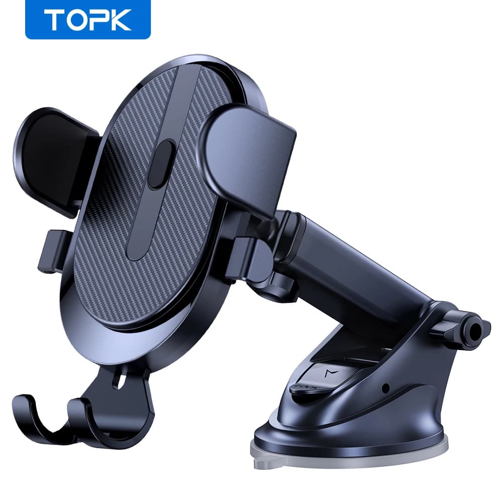 TOPK Supporto per telefono da auto per cruscotto, supporto universale per automobile a mani libere, antiscivolo adatto per tutti gli smartphone