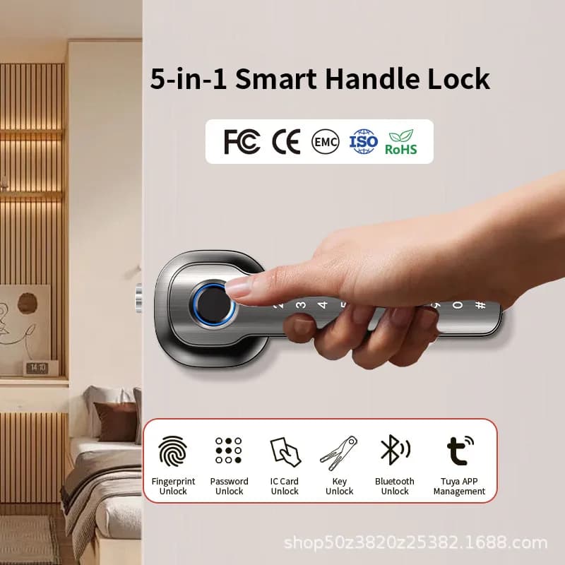 Smart Lock, Suitable for Use in Bedrooms, Garages, Hotels, and Living Rooms, Etc. - A Smart Fingerprint Password Lock