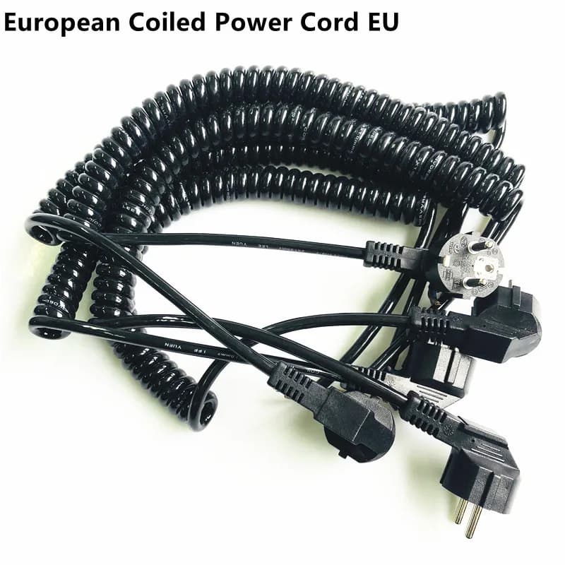 European Coiled Power Cord EU 2 Round prong to IEC320 C13 Power Extension Cable Hotel Wall Hanging Hair Dryer Tube Spring Cable