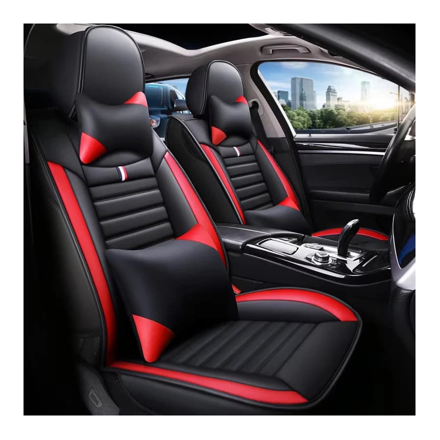 Wholesale Luxury Black and Red Sports Leather Car Seat Covers Universal Waterproof Interior Accessories for Car Decorations