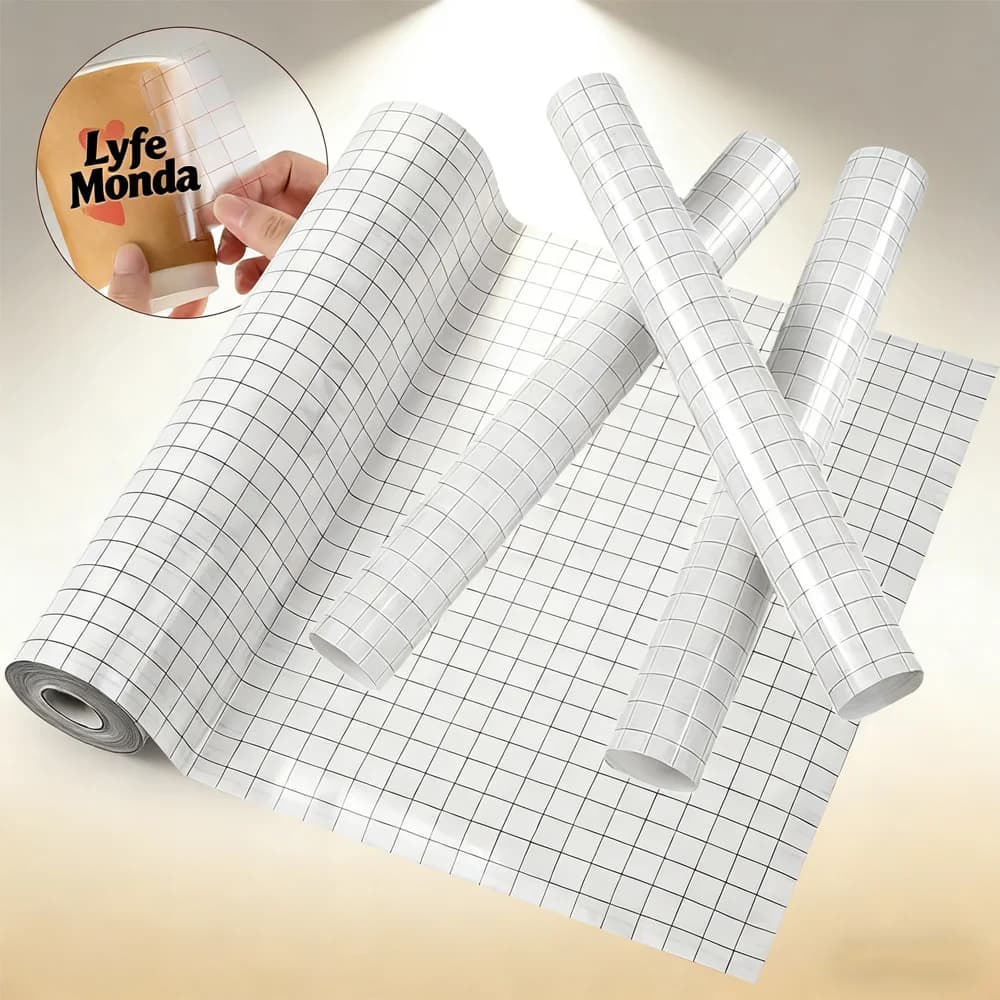 Rotolo di nastro trasferibile in vinile con griglia - Nastro adesivo trasparente per applicazioni Silhouette Cameo, Cricut, decalcomanie, cartelli