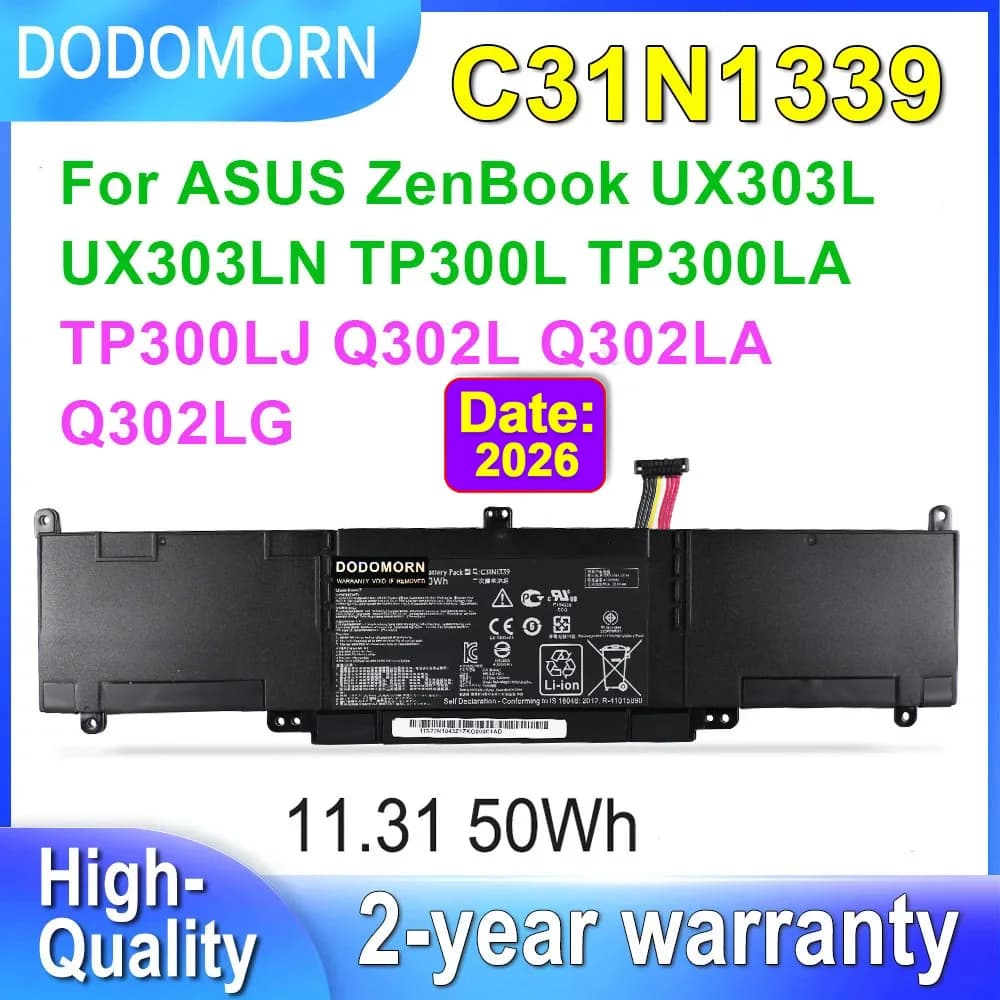 DODOMORN C31N1339 Laptop Battery For ASUS ZenBook UX303L UX303LN TP300L TP300LA TP300LJ Q302L Q302LA Q302LG Series 11.31V 50Wh