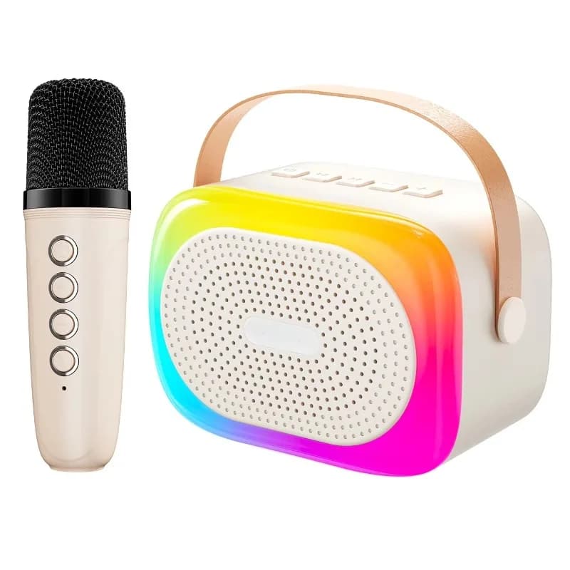 Macchina per karaoke portatile con diodo luminescente RGB integrato e microfono cablato per adulti e bambini