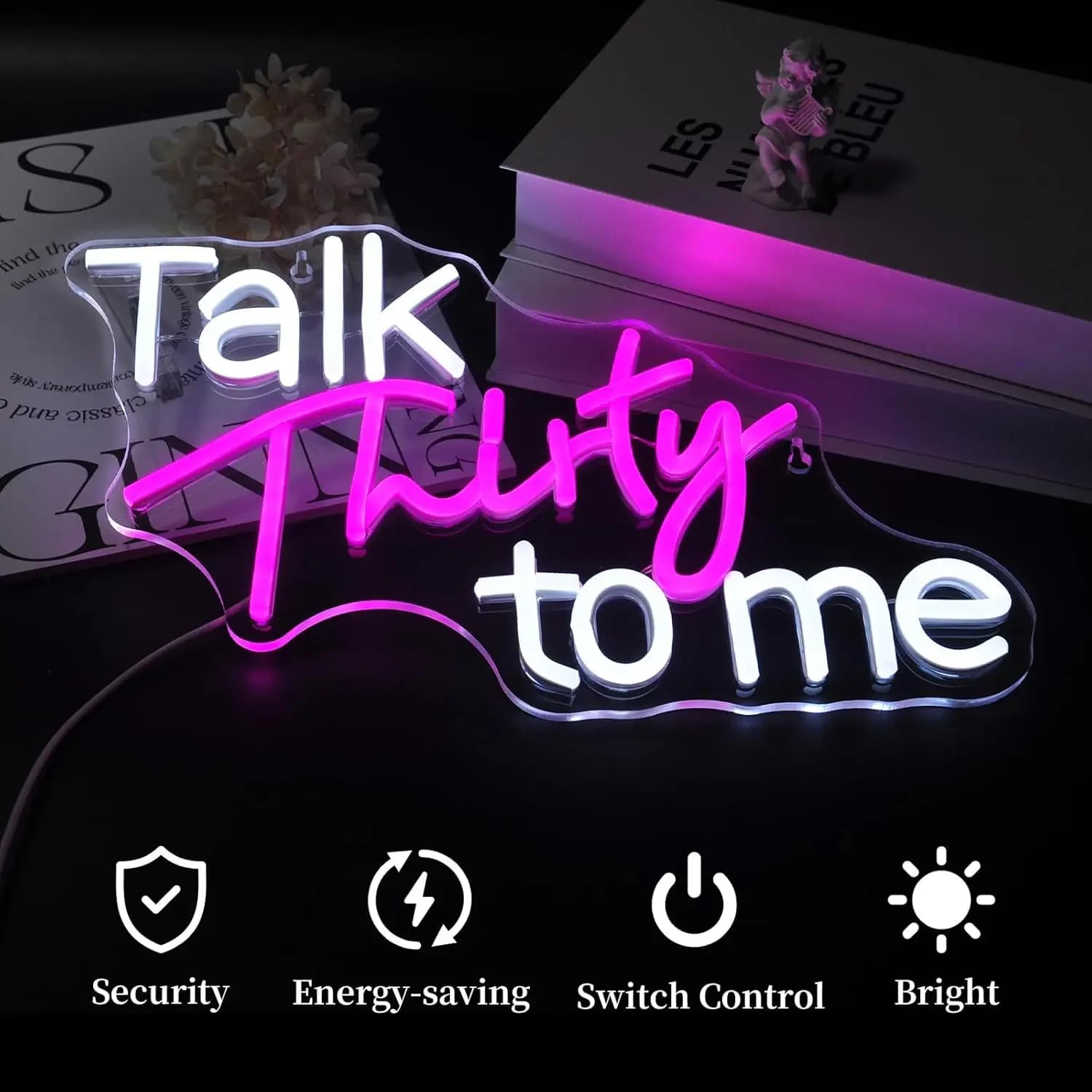 Talk Trent To Me Insegna al neon per la decorazione della parete 5V USB Insegne luminose bianche rosa per camera da letto Home Party Bar Regalo di compleanno per ragazze Insegna