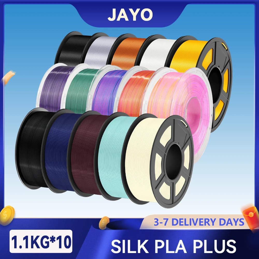 JAYO 3D Silk Pla Plus/Doppio e triplo colori SETA/TPU-SETA Filamento stampante 3D 1,75 mm Texture seta Materiale di stampa 3D 10 rotoli